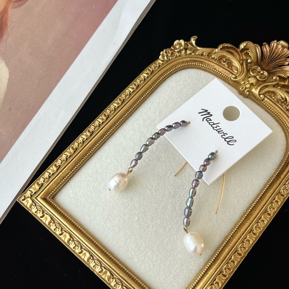 🎁Madewell Iridescent Gray and Pearl Drop Earrings-🎁Summer sale 20% off now!
